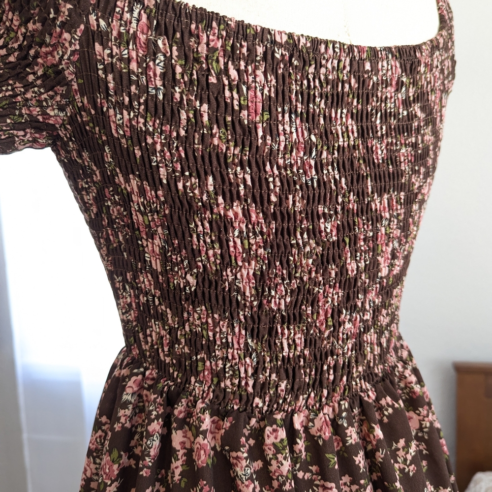NWOT Off Shoulder Floral Maxi Dress Spring Cottagecore Festival Boho Western XS - Picture 11 of 16